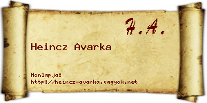 Heincz Avarka névjegykártya